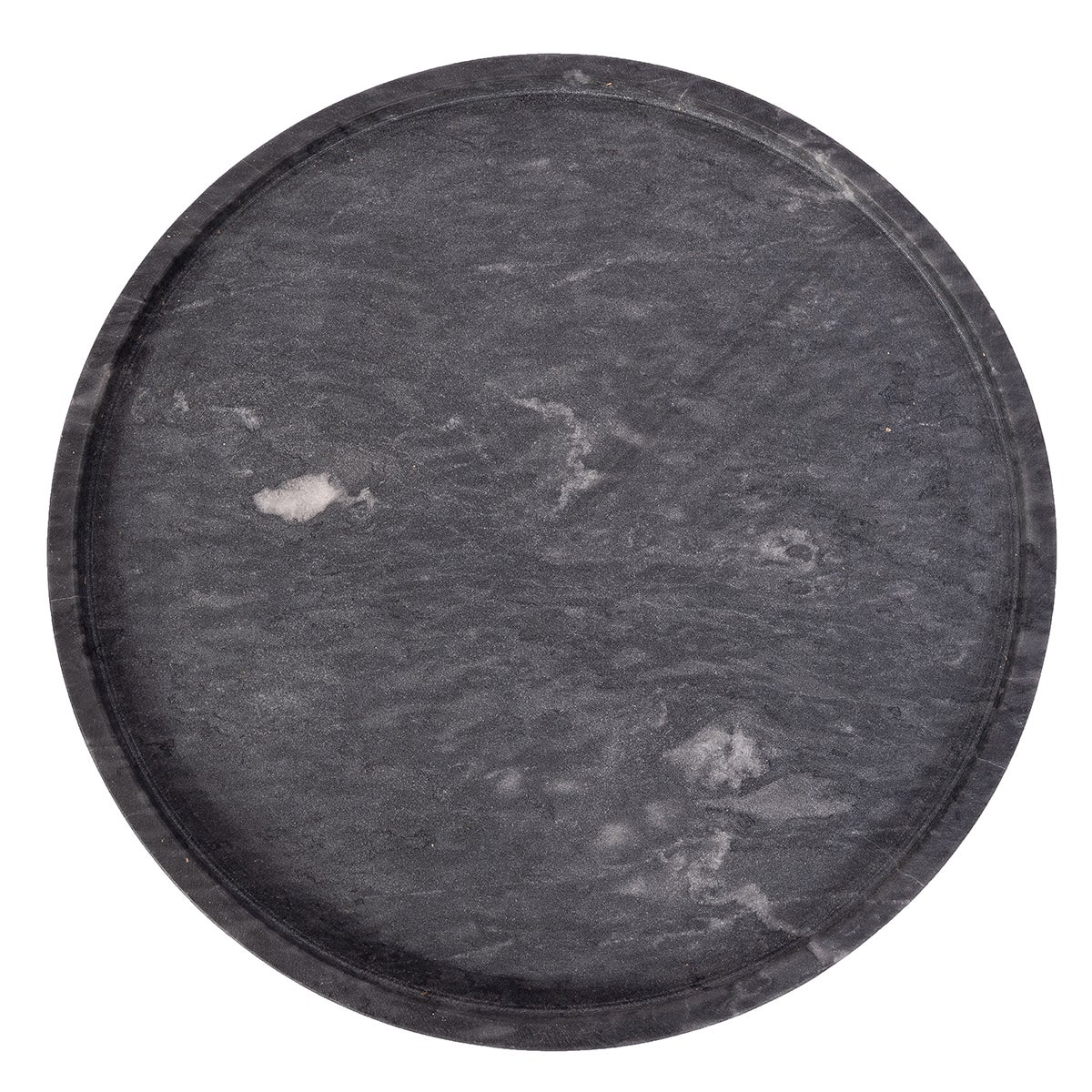 Artifacts Trading Company Marble Decorative Round Tray Black Matte